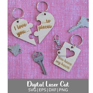 Valentinstag Herz Schlüsselanhänger Digitaler Download, SVG und andere Dateitypen für das Laserschneiden