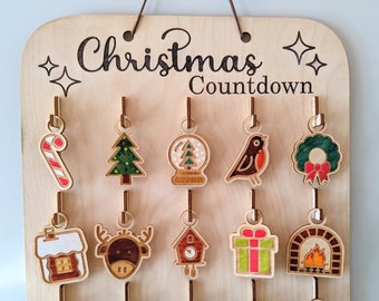 Christmas Advent Calendar Digital Download, SVG and other file types for laser cutting | Countdown to Christmas Ornament Calendar