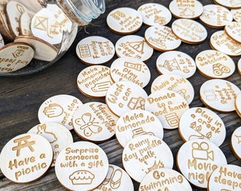 Summer Activity Ideas 75 Wooden Tokens | Screen Free Boredom Busters for Kids