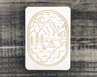 Wooden Needle Case, Laser Engraved Camping Magnetic Needle Holder