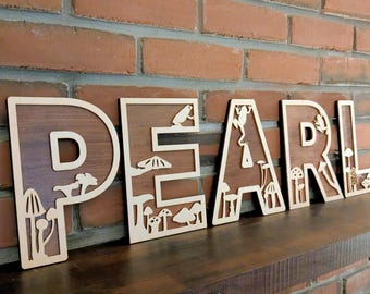 Mushroom Alphabet Letters | 26 Personalized Layered Wood Signs for Wall Decor