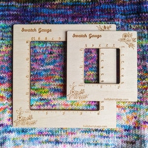 Gauge Ruler for Knitting or Crochet. 4&quot; or 2&quot; square measurement. Tool for knitter or crocheter