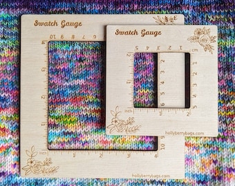 Gauge Ruler for Knitting or Crochet. 4" or 2" square measurement. Tool for knitter or crocheter