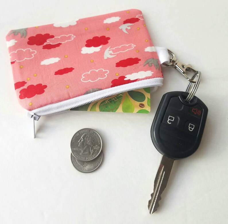 Tiny Card Pouch with Clip, Zipper Pouch to Hold Cards, Keychain Pouch, Change Purse image 6