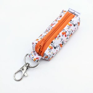 Floral Lip Balm Pouch with Clip: Zippered Keychain Holder