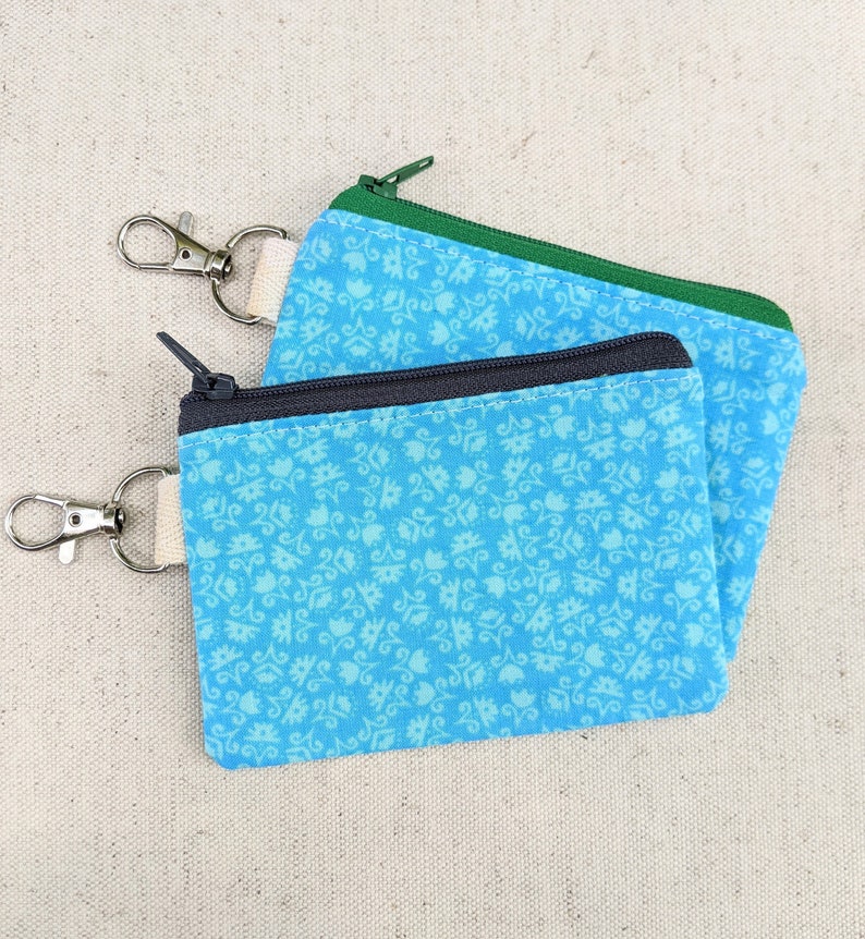 Tiny Card Pouch with Clip, Zipper Pouch to Hold Cards, Keychain Pouch, Change Purse image 1