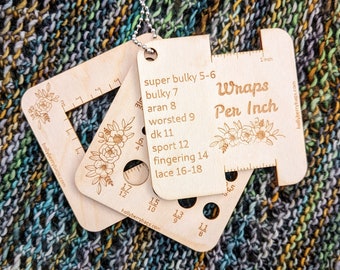 Knitting Tool Squares, Small Yarn Gauge, Wraps Per Inch, Swatch Gauge, Ruler and Knitting Instructions, Needle Measuring Tool