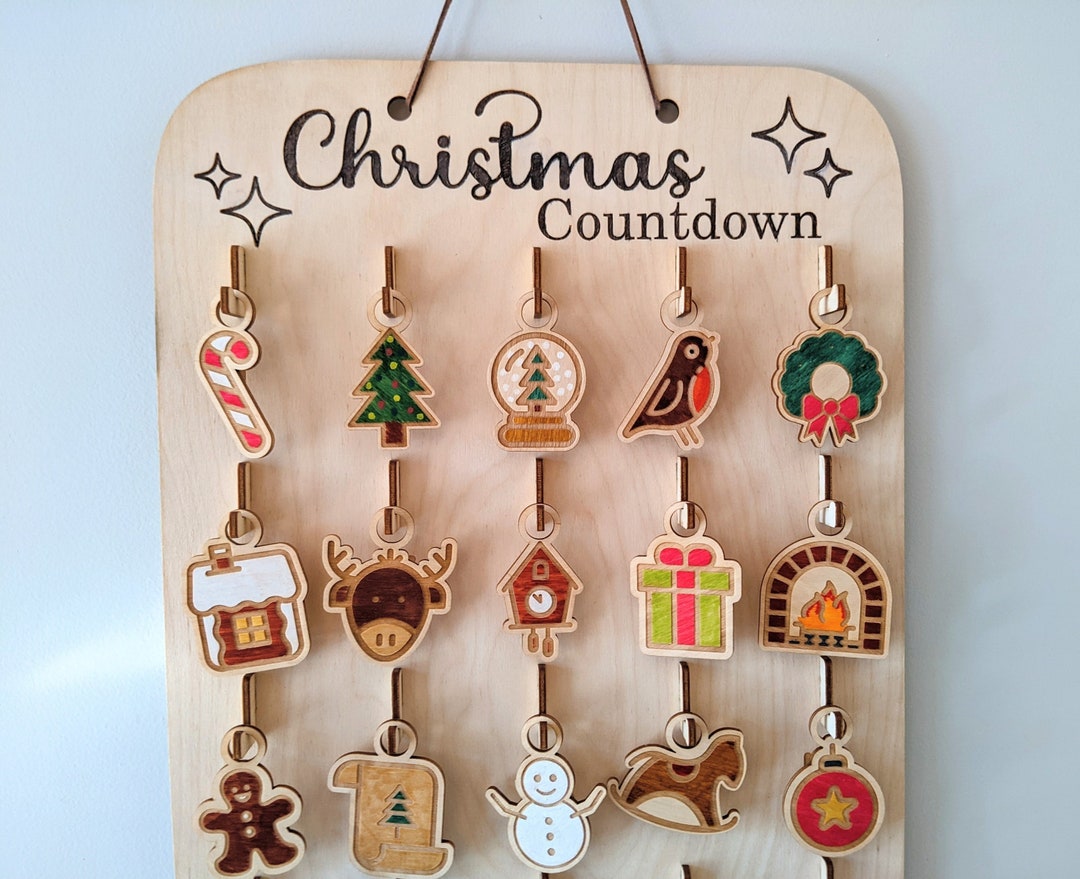 Countdown to Christmas Advent Ornament Calendar | Laser Cut Wooden Sign ...