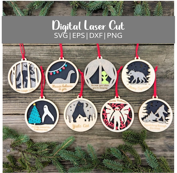 Cryptid Christmas Layered Ornament Laser Cut Files | SVG Digital Download for Laser Cutting