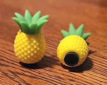 Pineapple Tooty Fruity Schrader Valve Caps, Cycle Enthusiasts, Pair