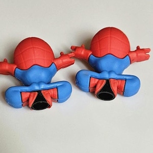Spiderman sitting Schrader Valve Caps, Cycle Enthusiasts, Pair bild 6