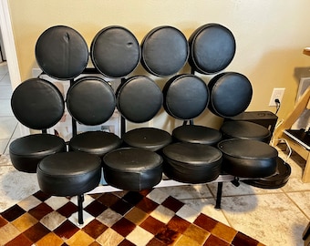 Herman Miller Midcentury Modern Unique Style Vintage Black Pebble Leather Nelson Marshmallow Sofa Replica