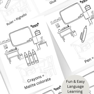 Printable Language Learning Coloring Book Pages. Learn Italian ...