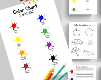 Deutsche Farben Lernaktivität: Englisch > Deutsch Printable (PDF)