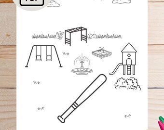 Learn Portuguese Coloring Pages: Park Activities (PDF Download)