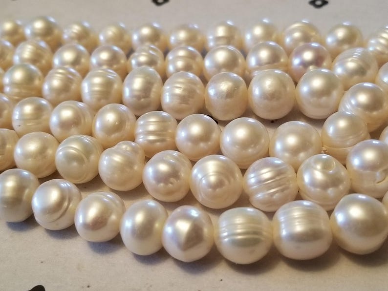 White Freshwater pearls potato shaped 9-11x10mm full strand 14 inch