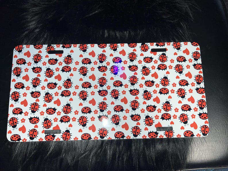 thumbnail image 2 of Cute Ladybug License Plate Frame – Metal, Fits Standard USA & Canada Plates, Front Or Rear 2 of 6