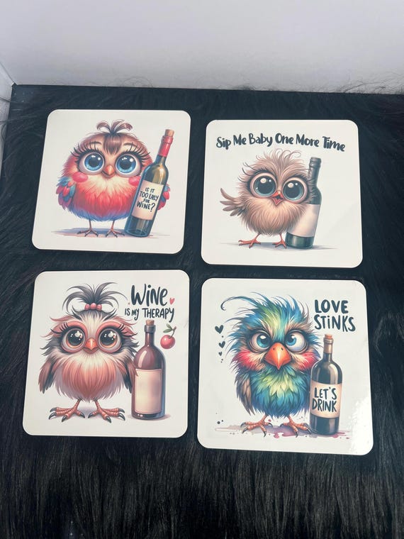 Sottobicchiere Umoristico 'Troppo Presto Per Bere Vino?' – Melamina Con Retro In Sughero – 10x10 Cm – Regalo Divertente