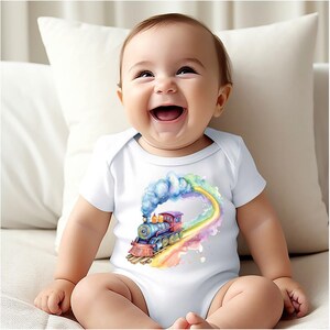 Baby Onesie Short Sleeve  / Rainbow Train