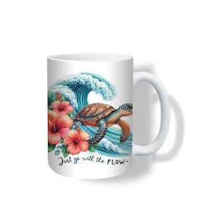 Beveled Mug 15 Oz / Sea Turtle Go With The Flow
