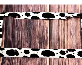 2 Pezzi Cornice Porta Targa in Alluminio con Stampa Mucca