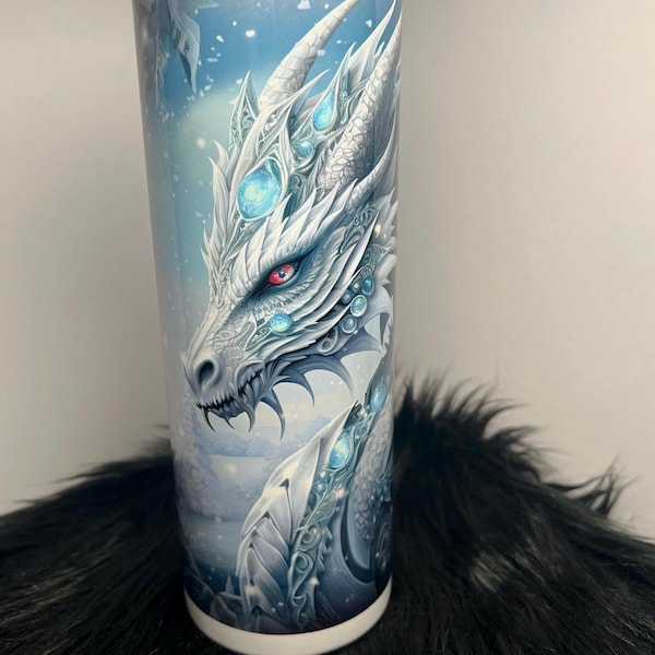 Skinny Tumbler 20 Oz / Jeweled Snow Dragon