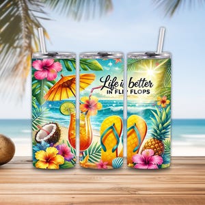 Skinny Tumbler 20 Oz / Das Leben ist besser in Flip Flops