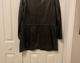 ジャケット・アウター 90s vintage leather wool pea coat Vintage 1990's Kasper 100% Leather Pea Jacket Womens M Soft