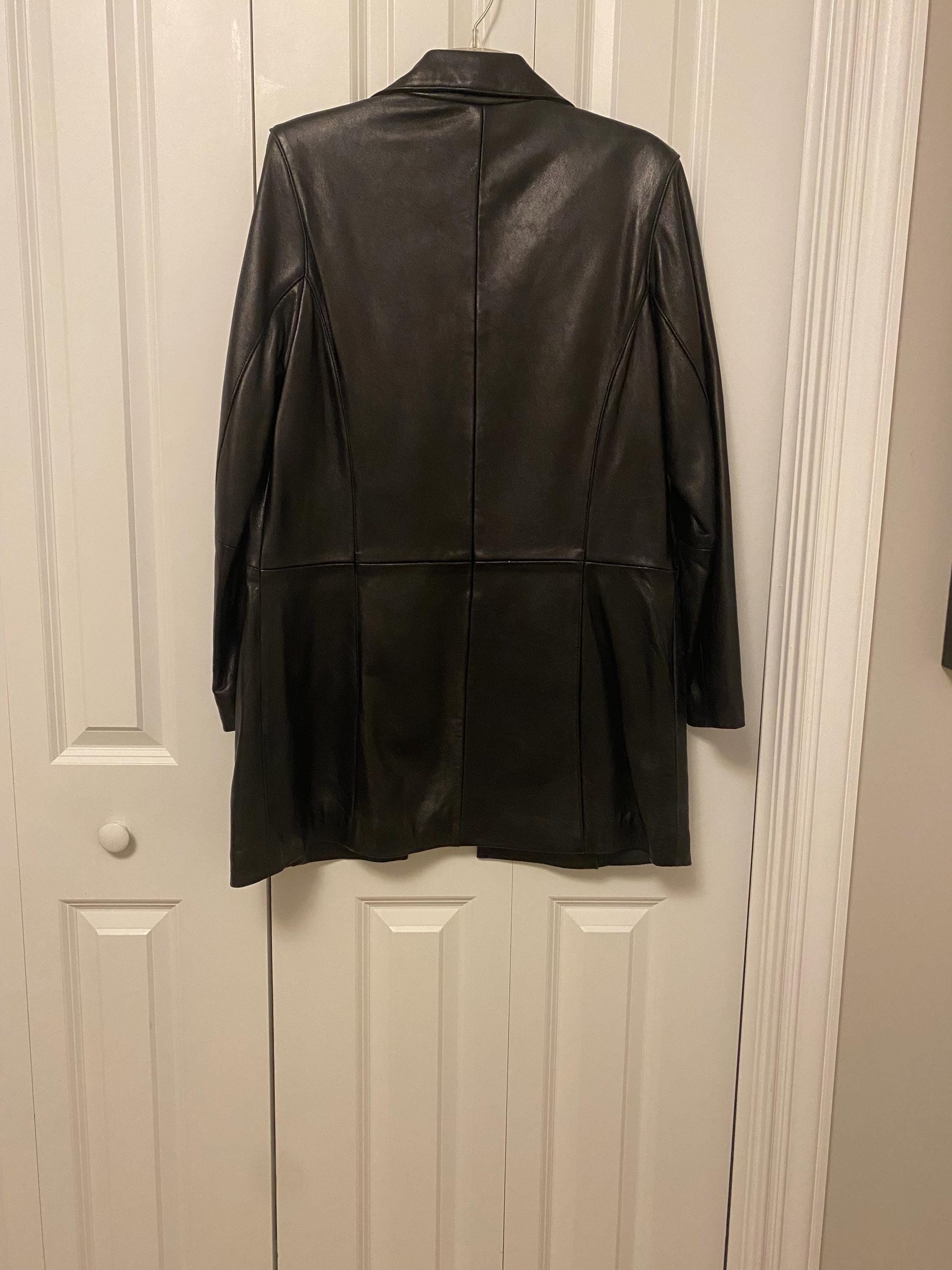Vintage 1990's Kasper 100% Leather Pea Jacket Womens M Soft Vintage 1990's Kasper 100% Leather Pea Jacket Womens M Soft