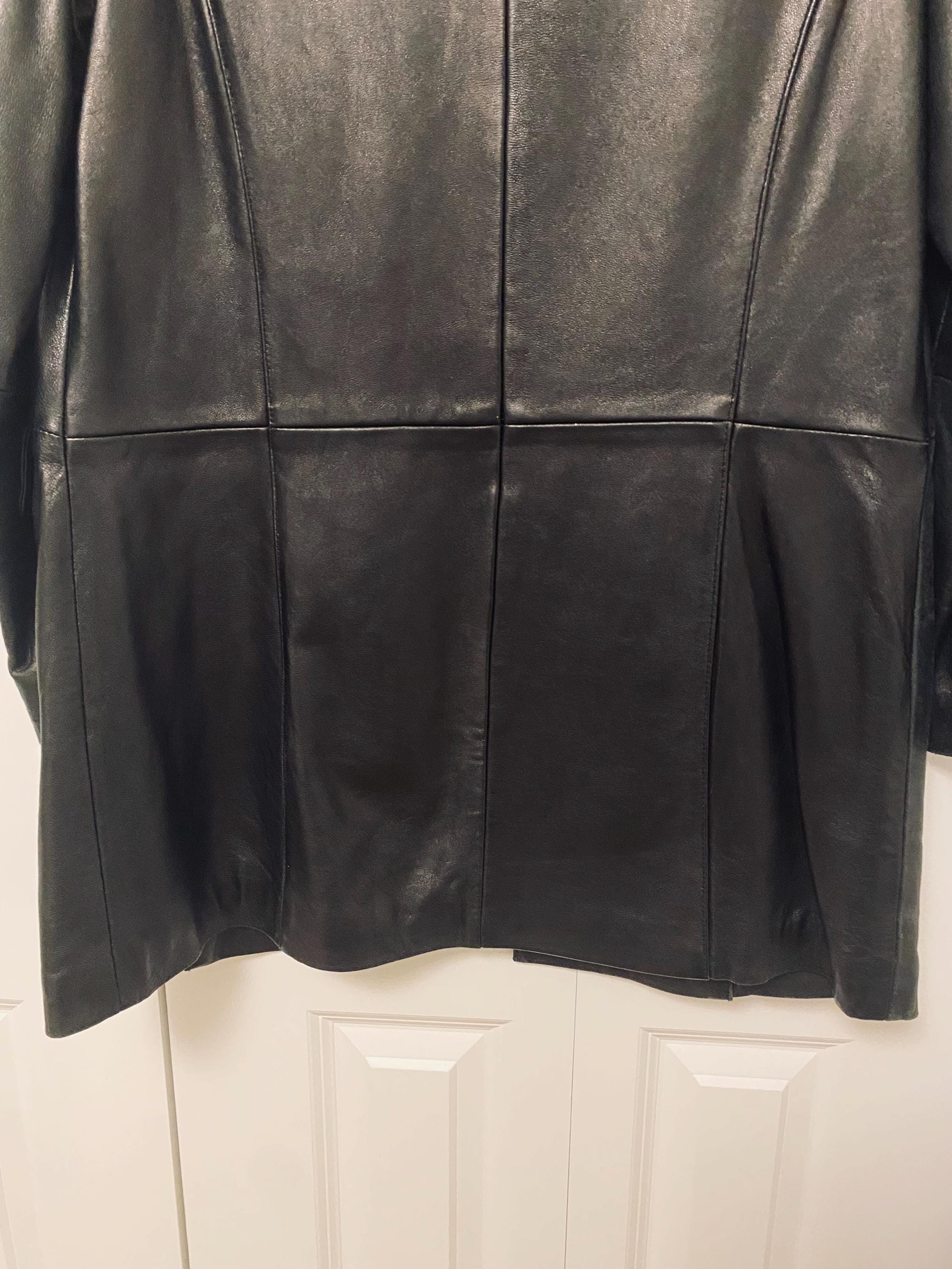 Vintage 1990's Kasper 100% Leather Pea Jacket Womens M Soft