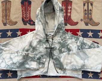 human with attitude cropped tie dye women hooded hoodie size S