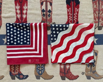 90er Jahre Vintage Bandana mit amerikanischen Flagge Sterne Streifen hergestellt in den USA