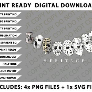 Ice Hockey Goalie Evolution Vintage to Modern Masks Png Bundle, SVG Files, Digital Downloads