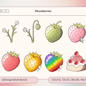 Strawberry Twitch Badges: Cozy Stream Sub Badges (Digital Download)