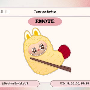Labubu Tempura Shrimp Twitch Emote – Cute Funny Stream Emote for Twitch or Discord – Instant Digital Download