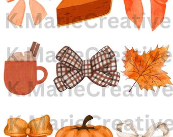 Design de camiseta SVG png com colagem de outono e abóbora com laço laranja
