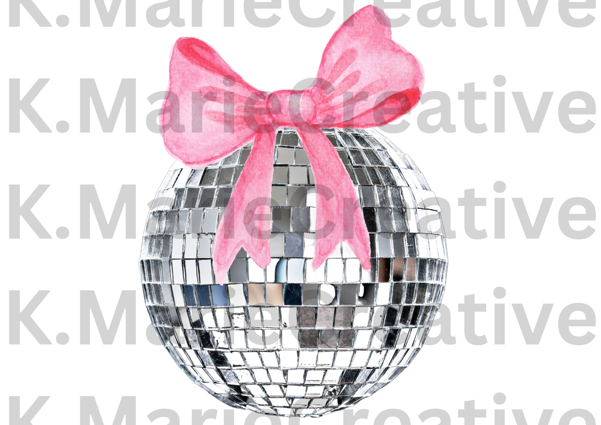 Disco Ball Pink Bow SVG Png T-shirt Design - Etsy