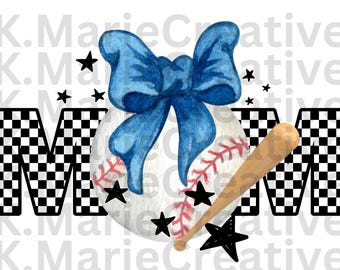 Design de camiseta png com laço azul da mãe do beisebol