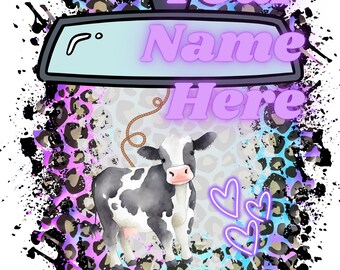 Purple blue leopard print neon cow western car freshie logo Custom Business Logo