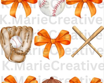 Orange baseball Bows Collage png SVG t-shirt design