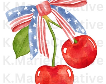 EUA América 4 de julho Bow Red Cherries Summer png design de camiseta