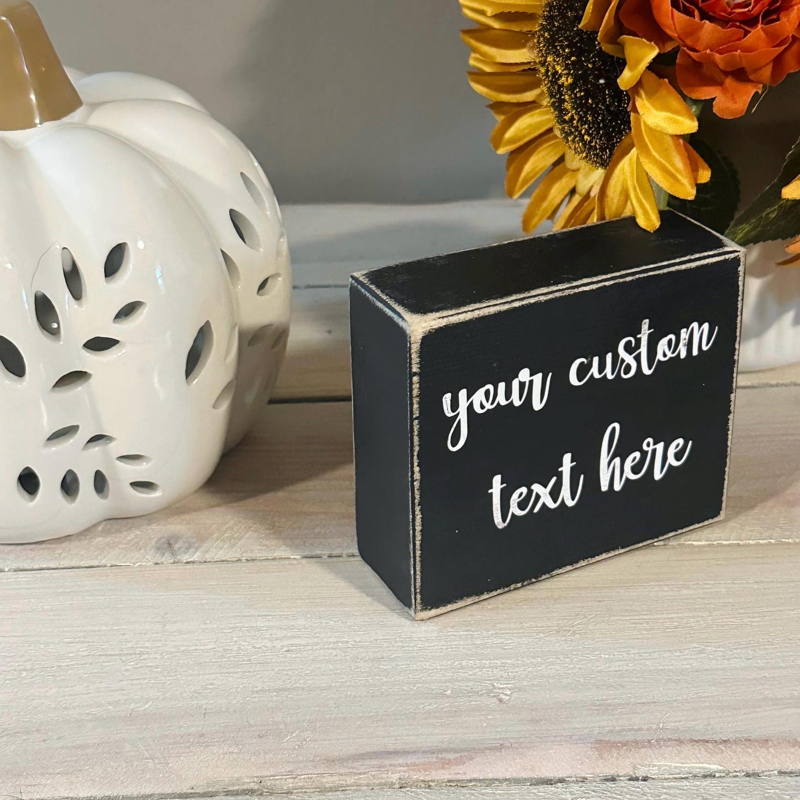 Custom Mini Wood Block Sign: Personalized Text, Black (4 X 3.5