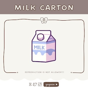 Milchkarton-Emote | Kanalpunkte | Twitch, YouTube, Discord | Süß, Kawaii, Dessert | Streamer-Grafiken, Token, Abzeichen