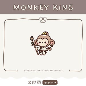 Monkey King | Emote | Channel Points | Twitch, YouTube, Discord | Cute, Kawaii | Streamer Graphics, Token, Badges | Wu Kong