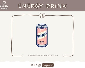 Energy Drink Emote | Channel Points | Twitch, YouTube, Discord | Cute, Kawaii, Dessert | Streamer Graphics, Token, Badges