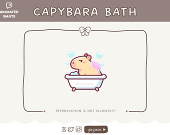 Capybara Bath | Animated emote | Twitch | Discord | YouTube | Streaming | Kawaii | Cute Chibi Emotes | Streamer Graphics