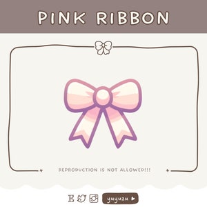 Pink Ribbon | Emote | Channel Points | Twitch, YouTube, Discord | Cute, Kawaii | Streamer Graphics, Token, Badges | Kitten