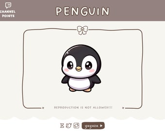 Penguin Emote | Channel Points | Twitch, YouTube, Discord | Cute, Kawaii, Dessert | Streamer Graphics, Token, Badges | Animal