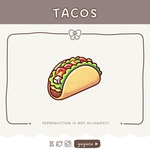 Tacos | Emote | Channel Points | Twitch, YouTube, Discord | Cute, Kawaii | Streamer Graphics, Token, Badges | Food