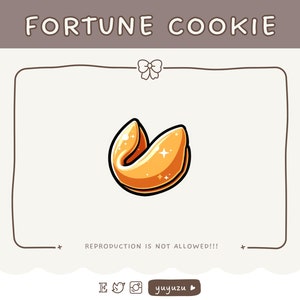 May include: A fortune cookie illustration with a gold outline and a white background. The cookie is open and has a shiny gold interior. The text "FORTUNE COOKIE" is at the top of the image.